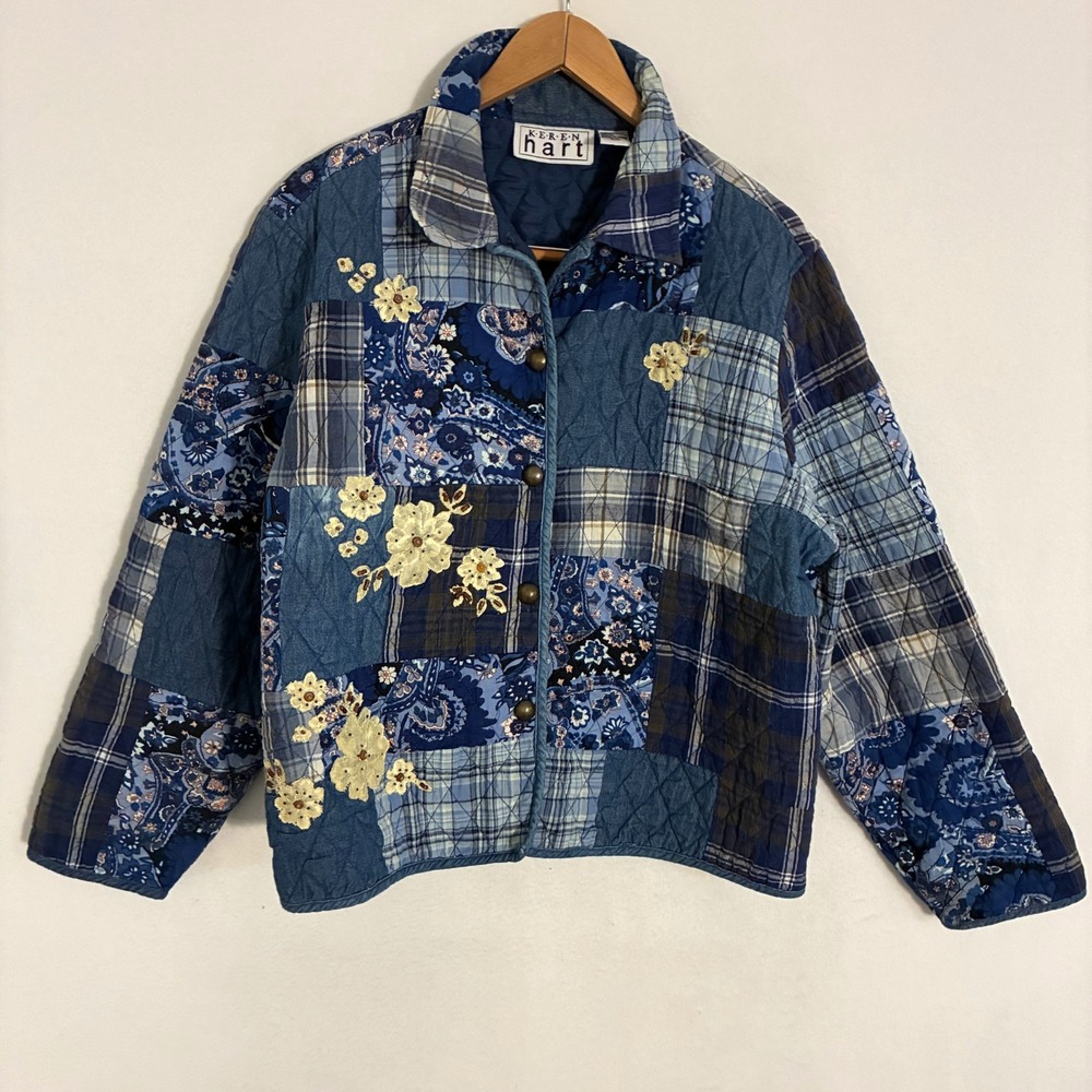 Keren Hart Floral Patchwork Jacket Womens 2XL Quilted Bohemian Festival